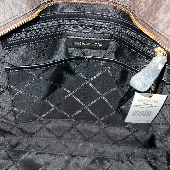 Michael Michael Kors Brown/Black/Orange Large Sinclair Logo Tape Tote - Picture 11 of 12